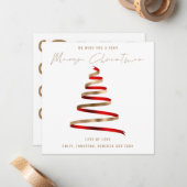 赤い金ゴールドツリー2026カレンダーメリークリスマス ノートカード (正面/裏面インサイチュ)