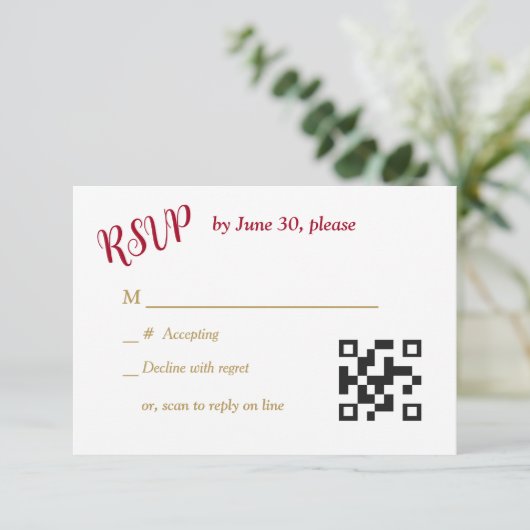 赤い金ゴールドハートクリスチャンクロスウェディングRSVP 出欠カード (スタンド正面)