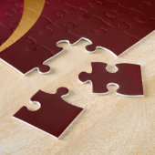 赤い金ゴールドハートリボンハッピーバレンタインデー ジグソーパズル (側面)