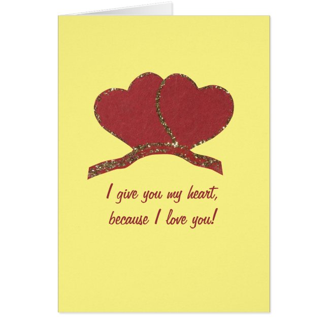 赤い金ゴールドハート愛のパーソナライズ (正面)