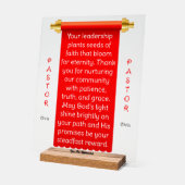 赤い金ゴールドバナー牧師の感謝サイン アクリルサイン (傾斜)