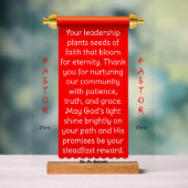 赤い金ゴールドバナー牧師の感謝サイン アクリルサイン (ニュートラル)