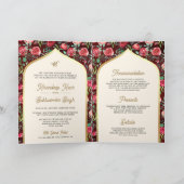 赤い金ゴールドバラのフローラすべて結婚のシーク 招待状 (内部)