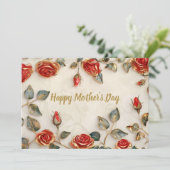 赤い金ゴールドバラヴィンテージ母の日カード シーズンカード (スタンド正面)