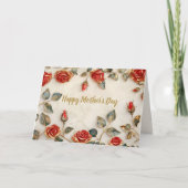 赤い金ゴールドバラヴィンテージ母の日カード シーズンカード (正面)