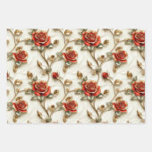 赤い金ゴールドバラヴィンテージ ラッピングペーパーシート (正面)