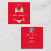 赤い金ゴールドビキニランジェリービーチ衣装下着 スクエア名刺 (正面/裏面)