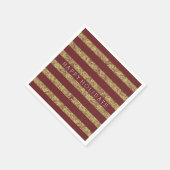 赤い金ゴールドフェイクグリッターストライプ スタンダードカクテルナプキン (角)