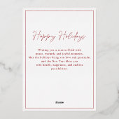 赤い金ゴールドフォイルMerry Christmas家族の写真 箔シーズンカード (裏面)