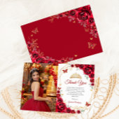 赤い金ゴールドフローラキンセアニェラ写真 サンキューカード