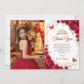 赤い金ゴールドフローラキンセアニェラ写真 サンキューカード (正面)