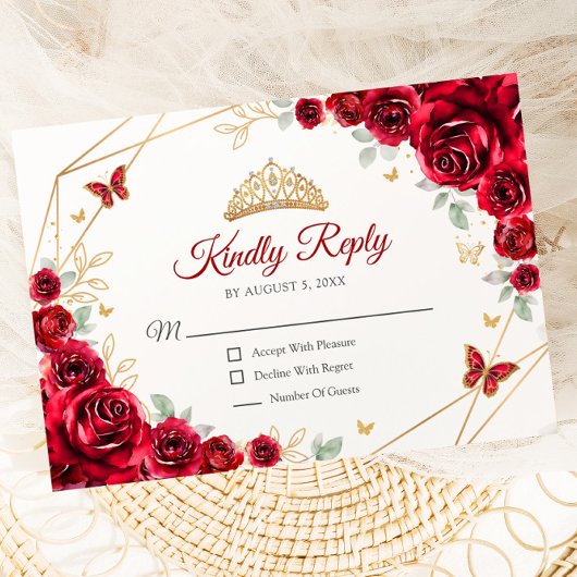 赤い金ゴールドフローラキンセアニェラ返信 出欠カード