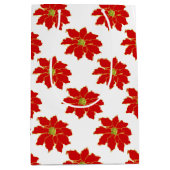 赤い金ゴールドポインセチア模様 ミディアムペーパーバッグ (正面)