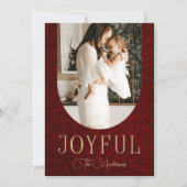 赤い金ゴールドモダンのアーチ喜ばしい写真 シーズンカード (正面)