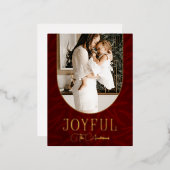 赤い金ゴールドモダンのアーチ喜ばしい写真 箔シーズンポストカード (正面/裏面)