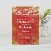赤い金ゴールドライトバースデーパーティー招待大人 招待状 (スタンド正面)
