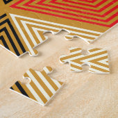 赤い金ゴールドヴィンテージキューブパターン ジグソーパズル (側面)