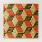 赤い金ゴールドヴィンテージキューブパターン ジグソーパズル (横)