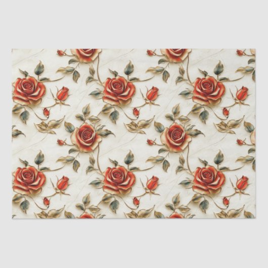 赤い金ゴールドヴィンテージバラティッシュペーパー 薄葉紙 (正面)