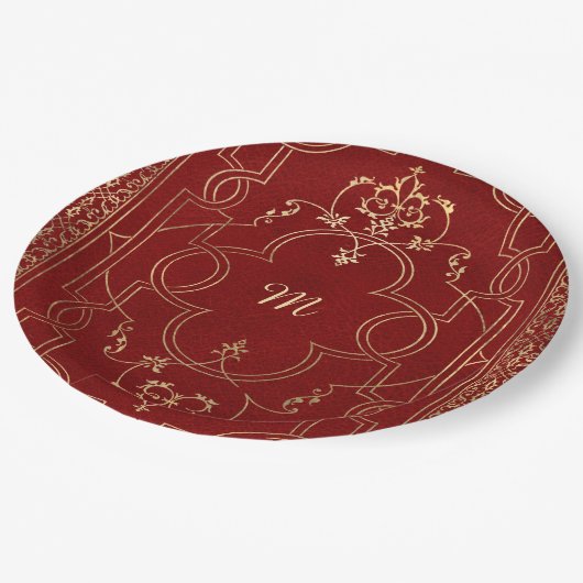 赤い金ゴールドヴィンテージ華美金ゴールド ペーパープレート (アングル)