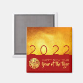 赤い金ゴールド中国のタイガー紙カット2022 SqM マグネット (正面/裏面)