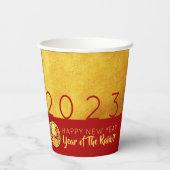 赤い金ゴールド中国のラビット紙カット2023 PC 紙コップ (裏面)