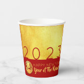 赤い金ゴールド中国のラビット紙カット2023 PC 紙コップ (正面)
