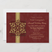 赤い金ゴールド企業のの休日のパーティー 招待状 (正面)