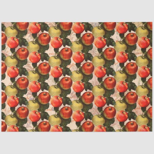 赤い金ゴールド収穫アップルパターン – 先生ギフトアイディア 薄葉紙 (正面)
