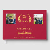 赤い金ゴールド名スクリプトphoto卒業 ゲストブック (正面)