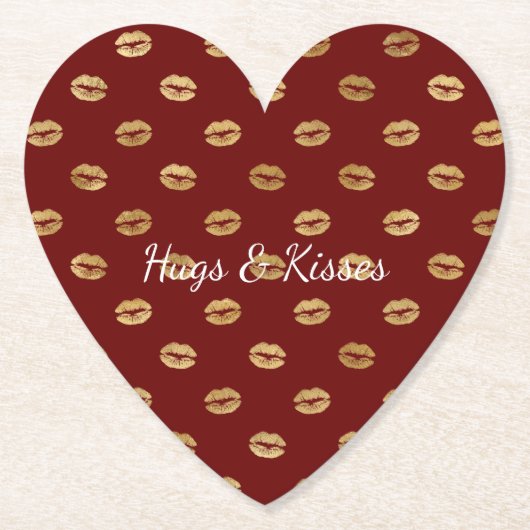 赤い金ゴールド唇 ペーパーコースター (正面)