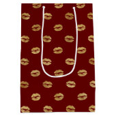 赤い金ゴールド唇 ミディアムペーパーバッグ (裏面)