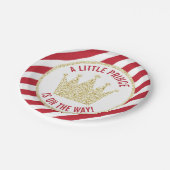 赤い金ゴールド小さな王子が赤ちゃんシャワーの途中 ペーパープレート (アングル)