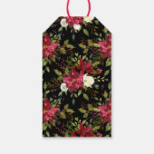 赤い金ゴールド水色フローラポインセチアのクリスマス ギフトタグ (裏面)