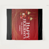 赤い金ゴールド玉エレガントリボンクリスマス  タペストリー (正面(横))