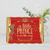 赤い金ゴールド王室のドレープ王子ベビーシャワーエスニック 招待状 (スタンド正面)