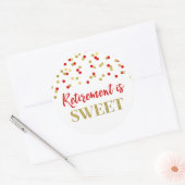 赤い金ゴールド紙吹雪退職は甘い ラウンドシール (封筒)