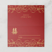 赤い金ゴールド縁ど中国の結婚フローラのテーブル番号 プレイスカード (外部開封)