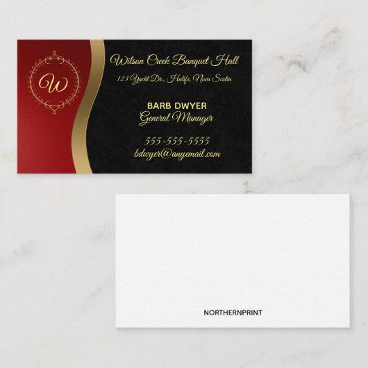 赤い金ゴールド黒の渦巻き 名刺 (正面/裏面)