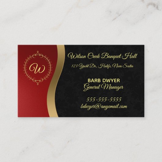 赤い金ゴールド黒の渦巻き 名刺 (正面)