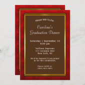 赤い金ゴールド・フレーム・ブラウン・ディナー卒業 招待状 (正面/裏面)