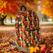 赤い金ゴールドApple Harvestパターンヴィンテージ手書き プリントバックパック