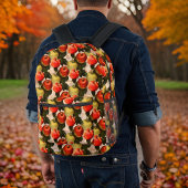 赤い金ゴールドApple Harvestパターンヴィンテージ手書き プリントバックパック