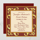 赤い金ゴールドSweet sixteen 招待状 (正面/裏面)