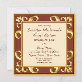 赤い金ゴールドSweet sixteen 招待状