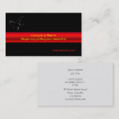 赤い金属効果のストライブ柄との黒いワタリガラスのロゴ 名刺 (正面/裏面)