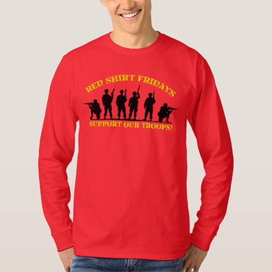 赤い金曜日の軍隊を支援の長袖のワイシャツ Tシャツ (正面)