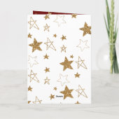 赤い金箔の星のクリスマス カード (裏面)