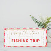 赤い釣り旅行のクリスマスギフト券カード 招待状 (スタンド正面)