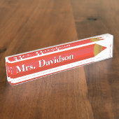 赤い鉛筆の先生のカスタムな机用ネームプレート デスクネームプレート (側面)